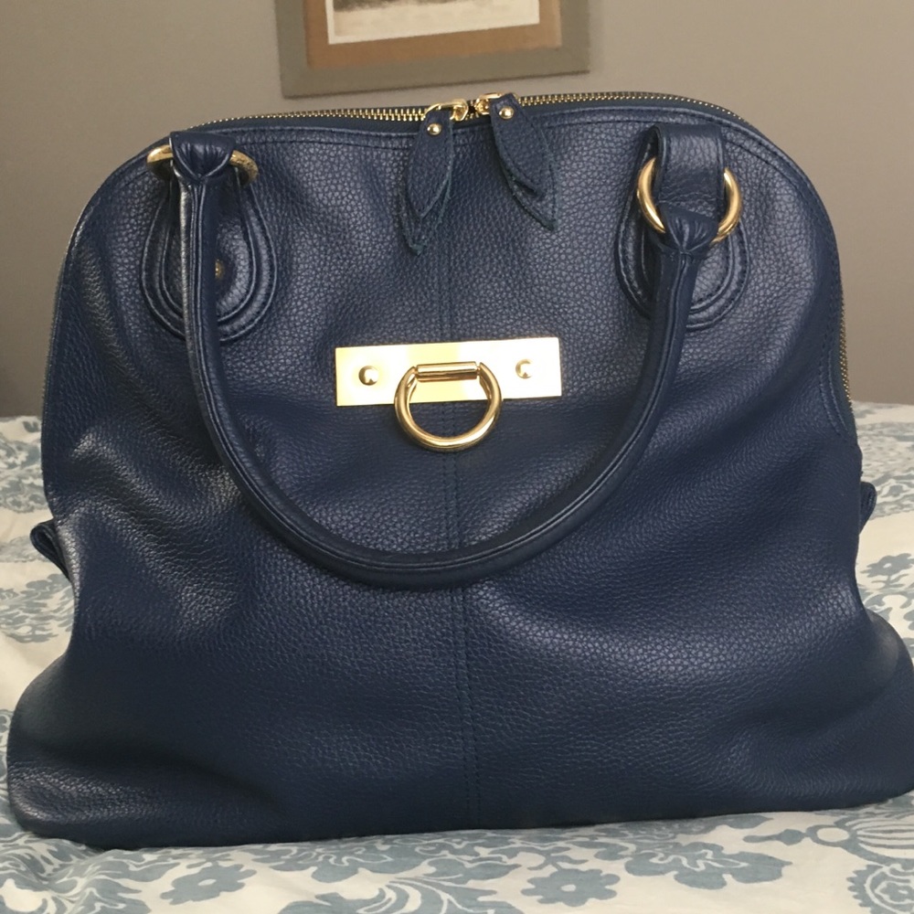 Onna Ehrlich Navy Francoise Leather Bag